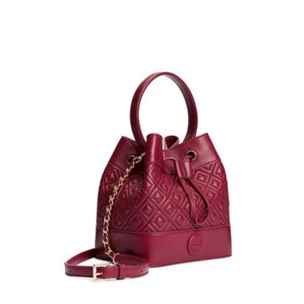 Tory Burch Quilted Bucket Bag - Burgundy